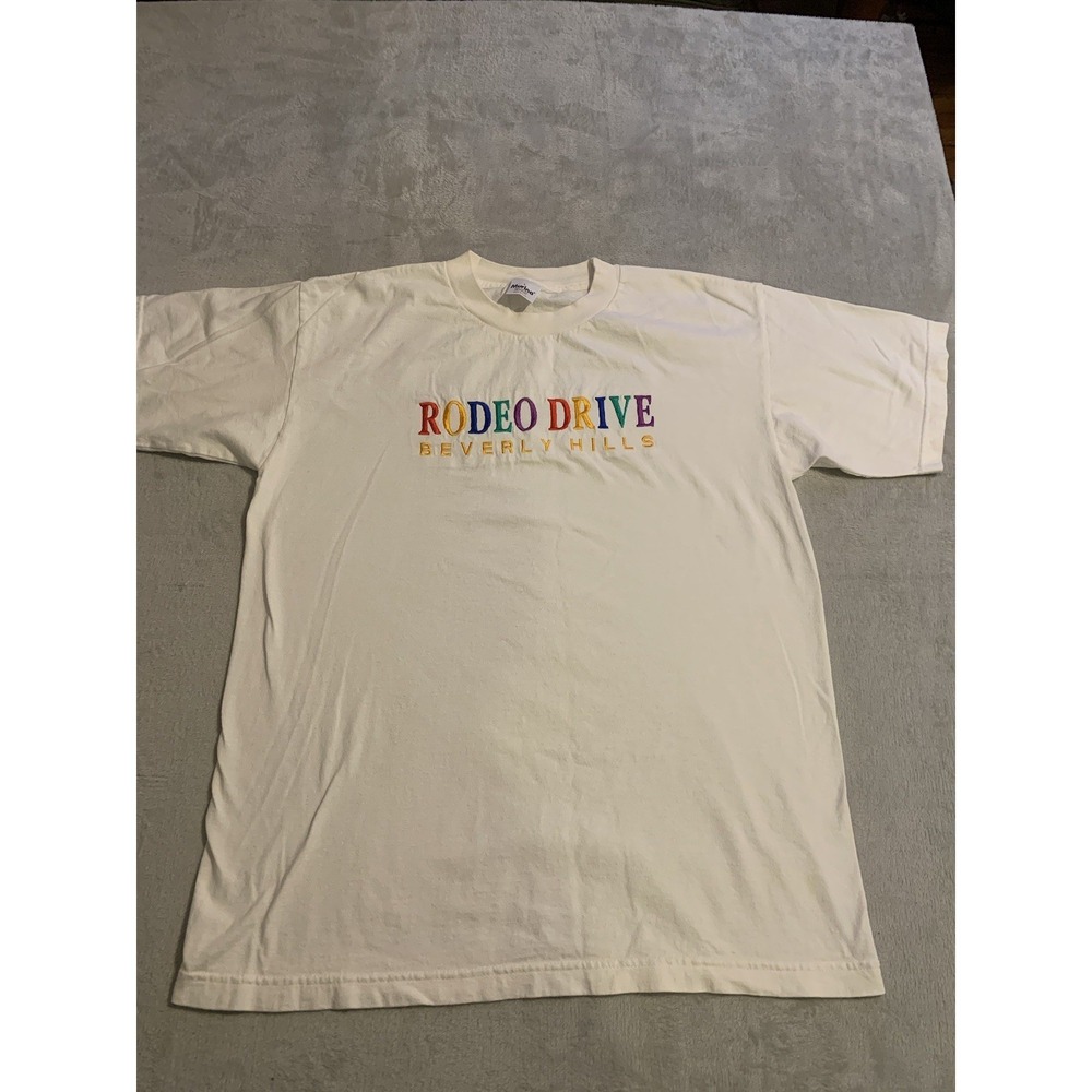 Vintage 1990s Beverly Hills Rodeo Drive T Shirt Size Large Embroidered Unisex